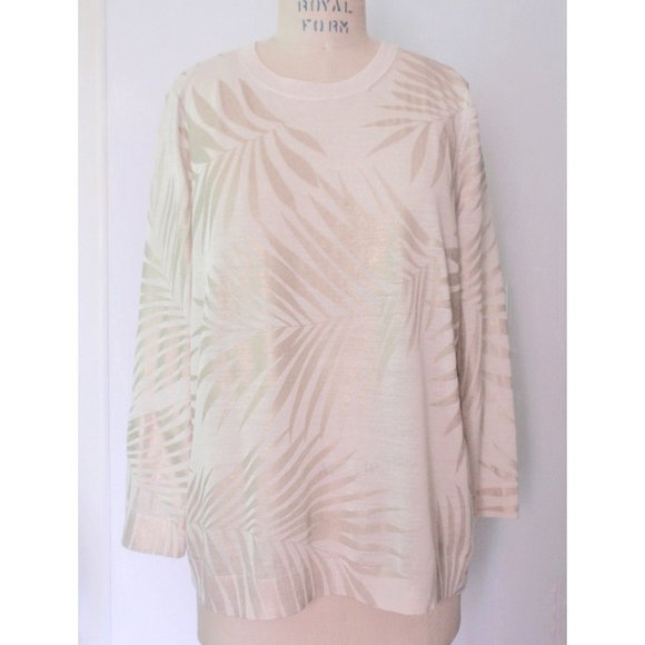 LOFT Sweaters - LOFT BEIGE PALE GOLD LEAF RAMIE RAYON KNIT TOP XL